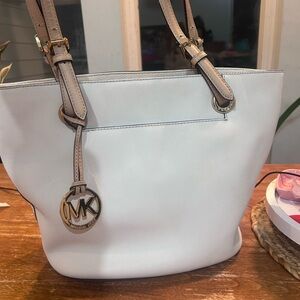 Michael Kors Cream Shoulder Bag with Gold Accents